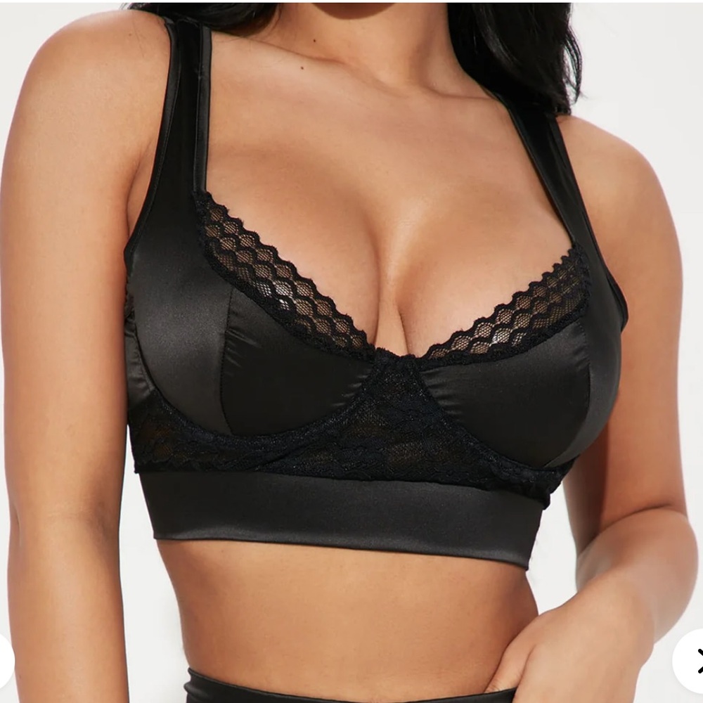 Forplay Satin and Lace Black Bralette